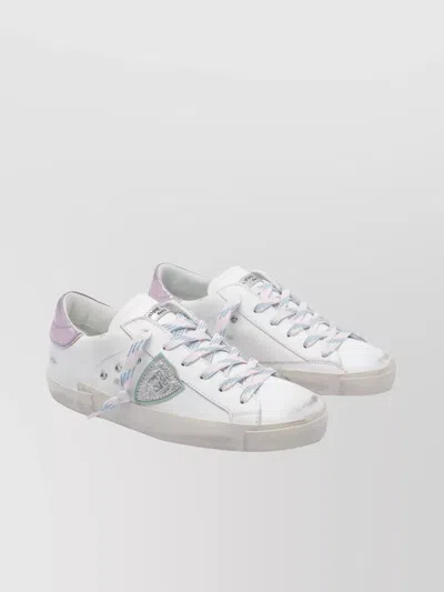Philippe Model Low Top Leather Sneakers With Metallic Detail