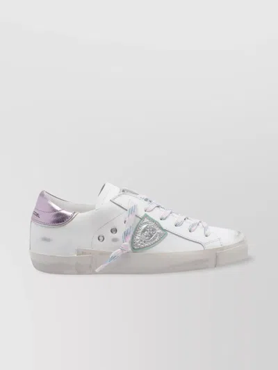 Philippe Model Low Top Leather Sneakers With Metallic Detail