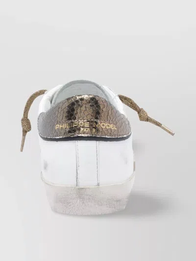 Philippe Model Low Top Leather Sneakers With Metallic Heel In White
