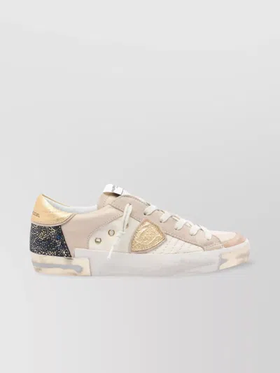 Philippe Model Low Top Leather Sneakers With Metallic Accents
