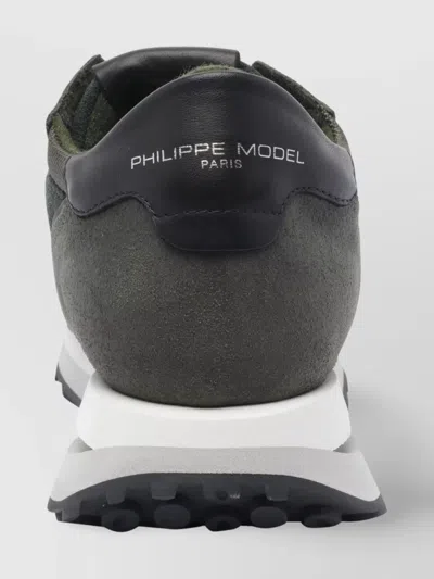 Philippe Model Low Top Suede Panels Sneakers In Black