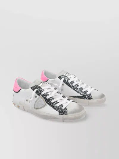 Philippe Model Shiny Low Top Sneakers With Studded Sole