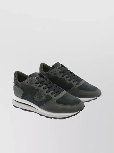 Philippe Model Low Top Suede Panels Sneakers In Black