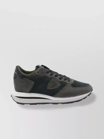 Philippe Model Low Top Suede Panels Sneakers In Black