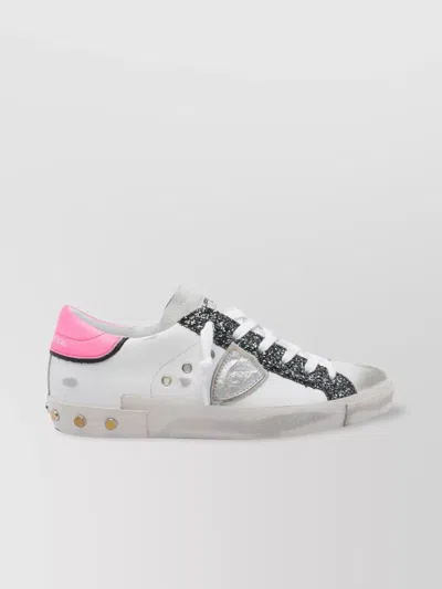 Philippe Model Shiny Low Top Sneakers With Studded Sole