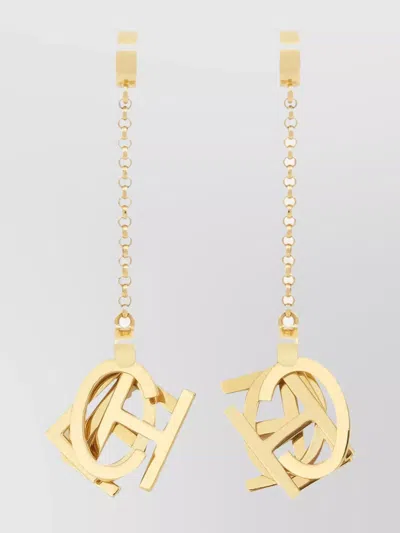 Chloé Chain And Charm Dangling Letters Earrings In Gold