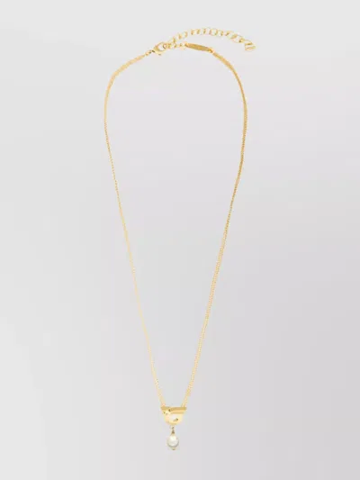 Ferragamo Adjustable Crystal Double Chain Necklace Pendant