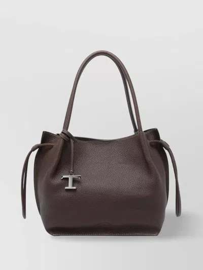 Tod's Leather Bucket Bag With 2 Handles And Side Ties