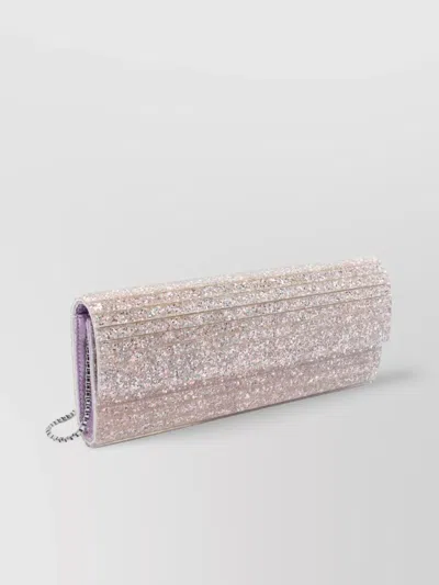 Jimmy Choo Glitter Rectangular Shoulder Bag With Removable Chain In Purple