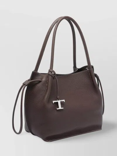 Tod's Leather Bucket Bag With 2 Handles And Side Ties