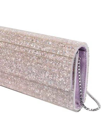 Jimmy Choo Glitter Rectangular Shoulder Bag With Removable Chain In Purple