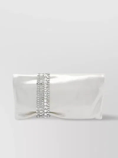 Jimmy Choo Flap Fold Rhinestone Metallic Clutch Bag