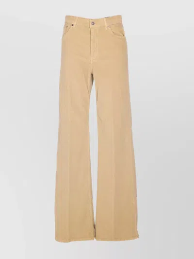 Dondup Wide Leg Velvet Trousers With Rivet Accents