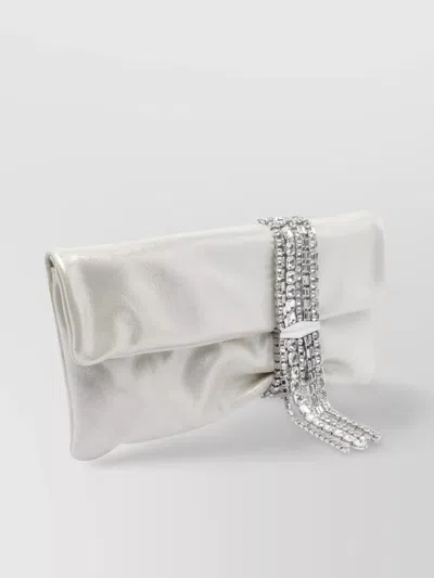 Jimmy Choo Flap Fold Rhinestone Metallic Clutch Bag