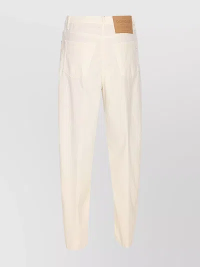 Dondup Loose Fit Velvet Effect Trousers With Pockets In Neutral