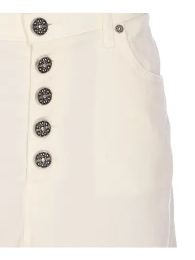 Dondup Loose Fit Velvet Effect Trousers With Pockets In Neutral
