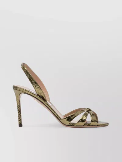 Aquazzura Metallic Open Toe Sandals With Textured Design