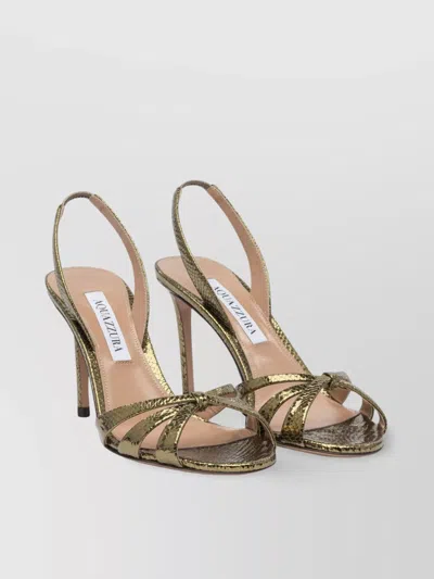 Aquazzura Metallic Open Toe Sandals With Textured Design