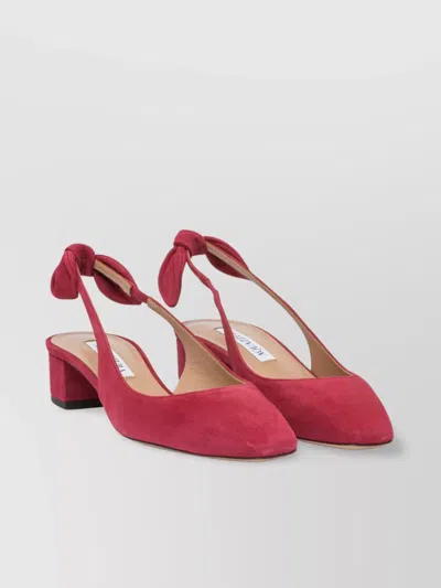 Aquazzura Bow Block Heel Square Toe Pumps