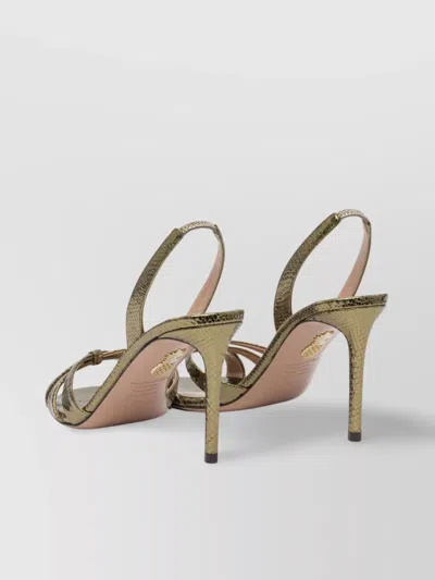 Aquazzura Metallic Open Toe Sandals With Textured Design