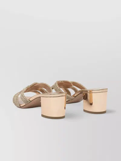 Aquazzura Embellished Block Heel Sandals With Metallic Finish