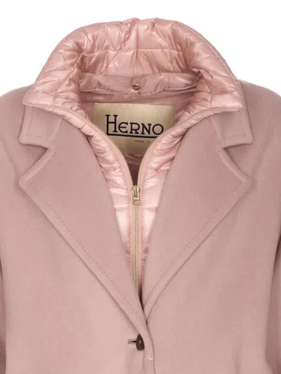 Herno Long Sleeve Padded Coat With Back Vent In Pink