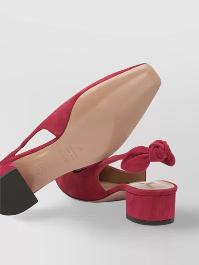 Aquazzura Bow Block Heel Square Toe Pumps
