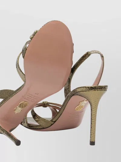 Aquazzura Metallic Open Toe Sandals With Textured Design