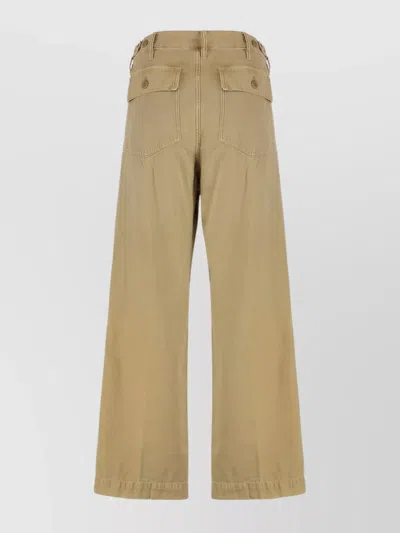 Polo Ralph Lauren Wide Leg Cotton Trousers In Neutral