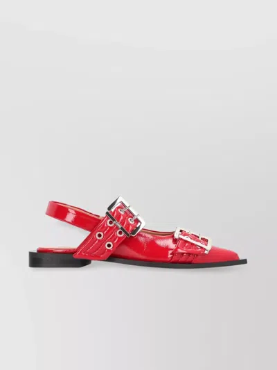 Ganni Feminine Buckle Patent Slingback Sandals