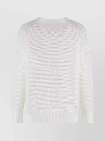 Fabiana Filippi Wool-cotton Blend Crew-neck Sweater In White