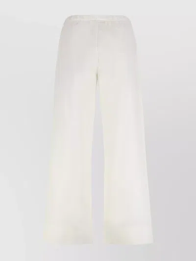 S Max Mara Cotton Trousers Poplin Bow Detail In White