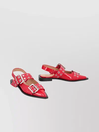 Ganni Feminine Buckle Patent Slingback Sandals