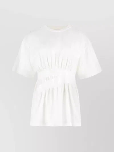 Mm6 Maison Margiela Crew-neck Cotton T-shirt Elastic Waistband In White