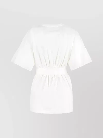 Mm6 Maison Margiela Crew-neck Cotton T-shirt Elastic Waistband In White