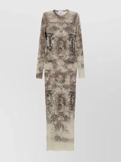Jean Paul Gaultier Graphic Print Mesh Long Dress