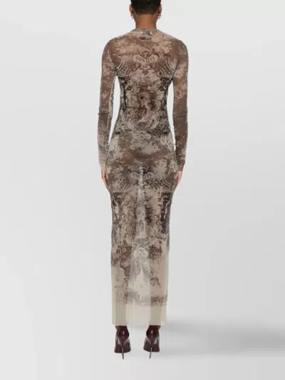 Jean Paul Gaultier Graphic Print Mesh Long Dress