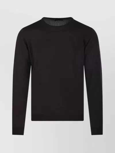 Roberto Collina Ribbed Round Neck Sweater With Long Sleeves In Black