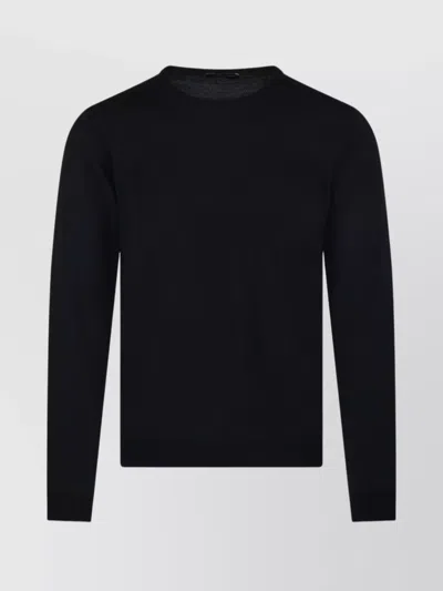 Roberto Collina Ribbed Round Neck Sweater With Long Sleeves In Black