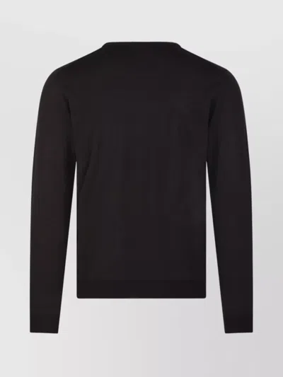 Roberto Collina Ribbed Round Neck Sweater With Long Sleeves In Black