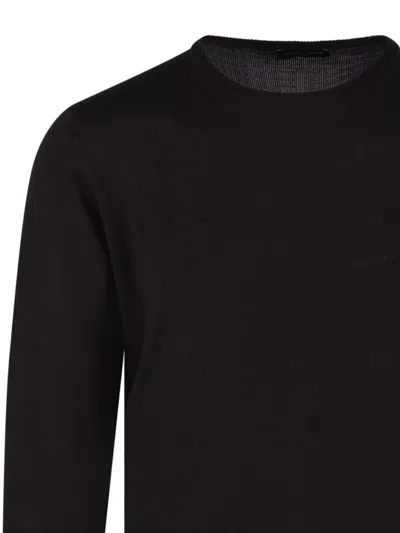 Roberto Collina Ribbed Round Neck Sweater With Long Sleeves In Black