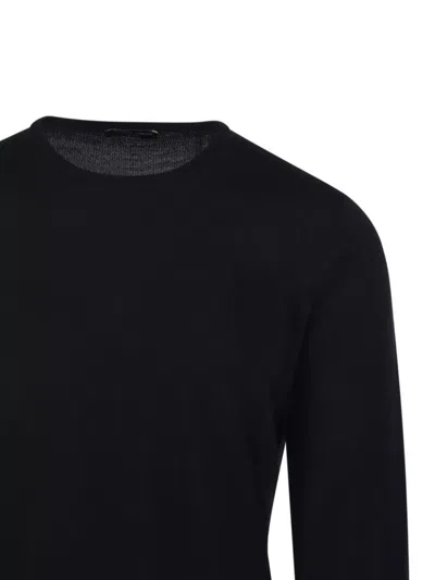 Roberto Collina Ribbed Round Neck Sweater With Long Sleeves In Black