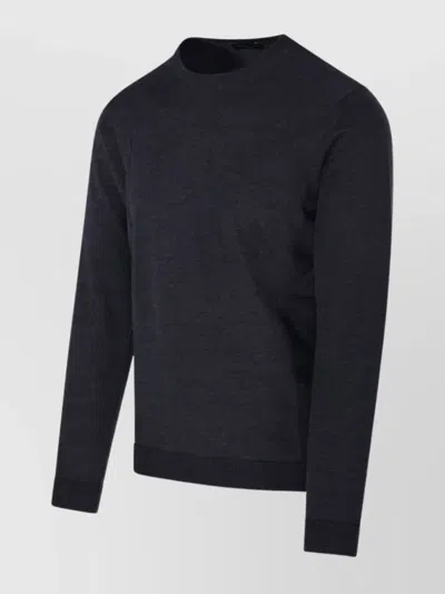 Roberto Collina Ribbed Round Neck Sweater With Long Sleeves In Blue