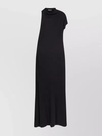 Tom Ford Long Draped One Shoulder Maxi Dress In Black