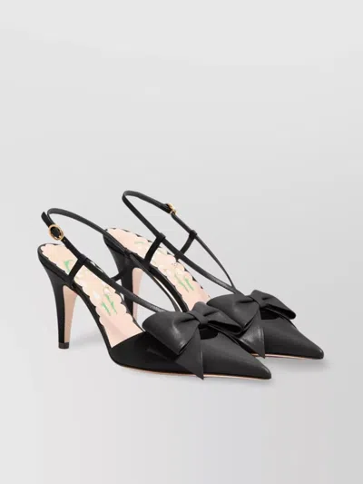 Valentino Pointed Toe Slingback With Bow Accent