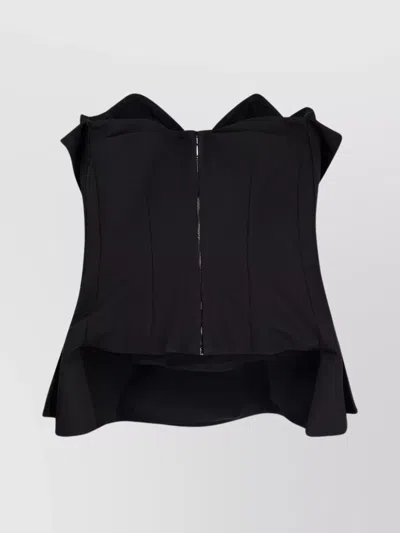 Alexander Mcqueen Silk Blend Strapless Bustier With Bow Detail In Black