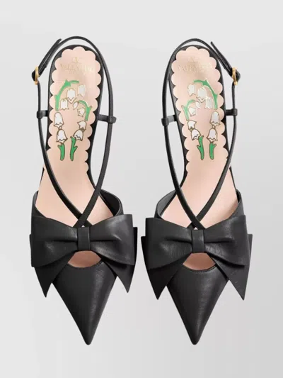 Valentino Pointed Toe Slingback With Bow Accent