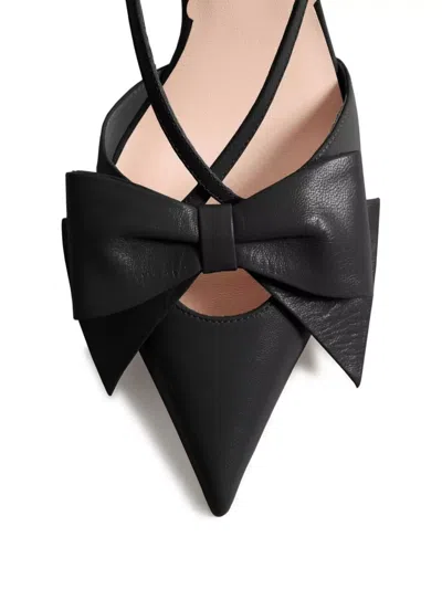 Valentino Pointed Toe Slingback With Bow Accent