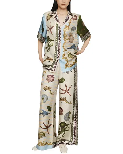 Esea 2pc Linen-blend Shirt & Pant Set In Multi