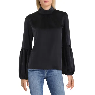 Cece Womens Satin Mock Neck Blouse In Black
